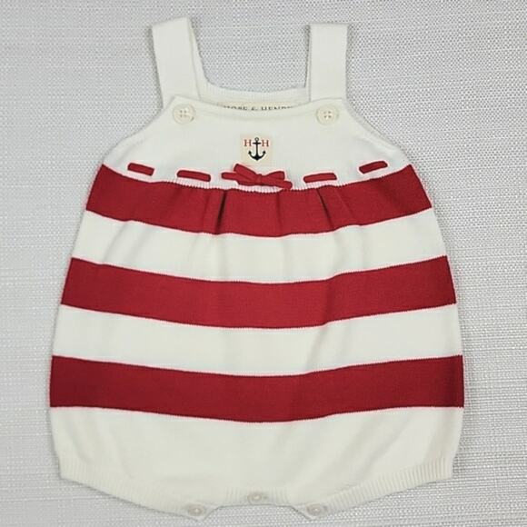 Hope & Henry Nautical Stripes July 4th Knit Tank Bubble Romper 3-6M - Picture 1 of 12